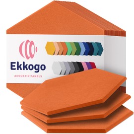 Ekkogo Ekkogo Acoustic Panels 12-Pack Soundproof Wall Panels 14"X12.1"X0.4" Sound Panels High Density Sound Dampening Panels - [Poppy Orange Hexagon]