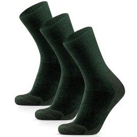 HIYATO Merino Hiking Socks Men & Women 3 Pairs - Padded, 60% Merino Wool Thermal Socks, Winter Socks - for Trekking, Outdoor and Sports, 3 Pairs | Green