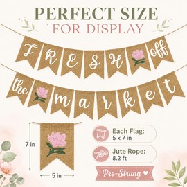 Adurself Fresh Off The Market Burlap Banner Wildflower Bridal Shower Garland for Farmer's Floral Bachelorette Engagement Party Supplies