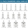 Aracombie 15 Pack Diamond Hole Saw Kit, Ceramic Tile Drill