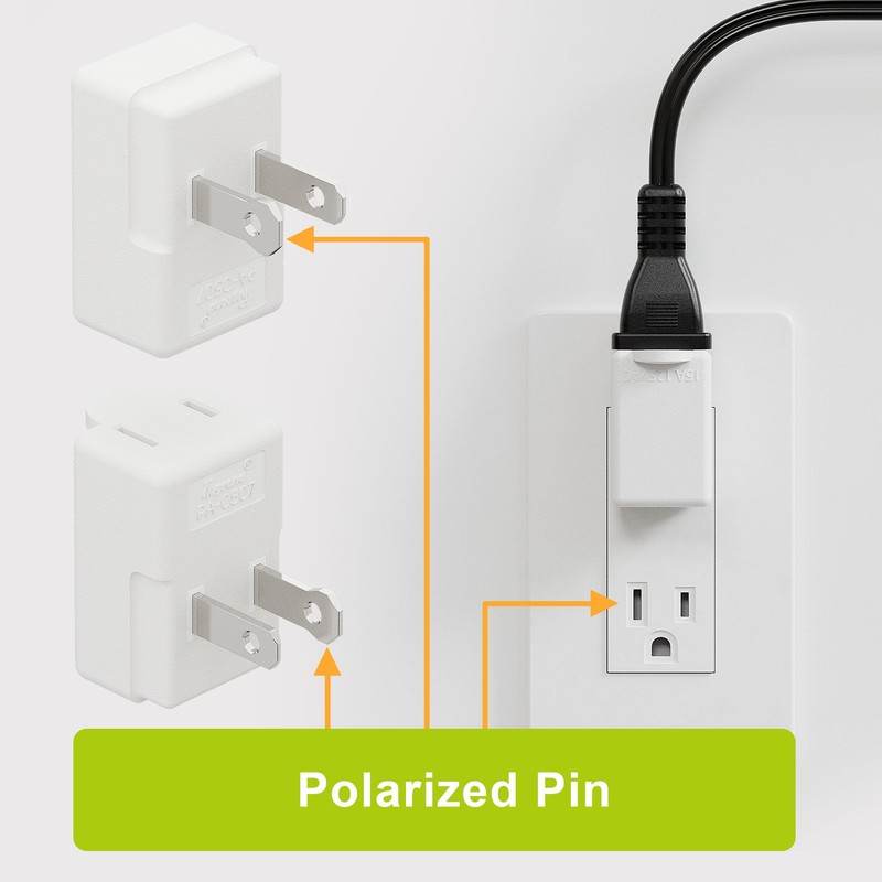 90 Degreen 2 Prong Adapter, Plugrand Up Angled Nema 1-15P