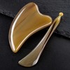 Buffalo Horn Gua Sha Tool for Face Acupressure Lymphatic Circulation Scraper 3-4mm Thickness x Tendon Stick x Massage Comb