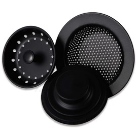 3 PCS Kitchen Sink Stopper Strainer,Anti-Clogging Stainless Steel Sink Disposal Stopper, Garbage Disposal Plug, Perforated Basket Drain Filter Sieve or Keep Water for Standard Kitchen Sink Drain,Black