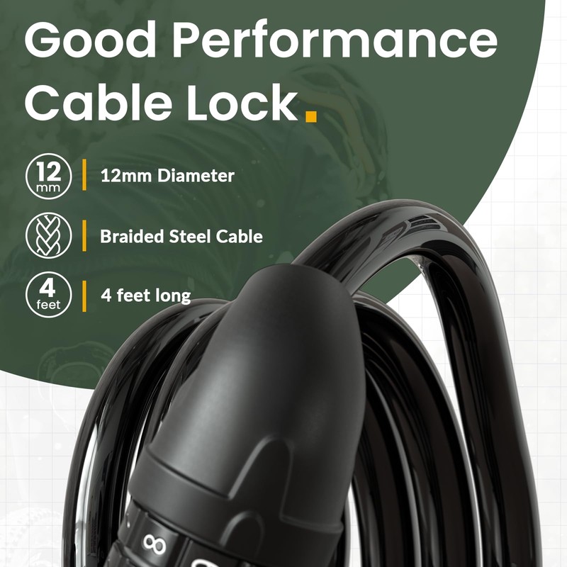 Titanker Bike Lock, Bicycle Lock 4 Feet Cable Lock 1/2
