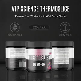 ATP Science Thermoslice Pre-Workout, Gut-Friendly Pre-Workout Powder, Gluten-Free Thermogenic, Natural Colours, Flavours and Sweetener, No Dairy, No Soy, Made in Australia, Flavour - Wild Berry