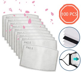 TK FASHION MASK 100 Pack PM2.5 Filters Activated White 5 Layers Replacement Filters