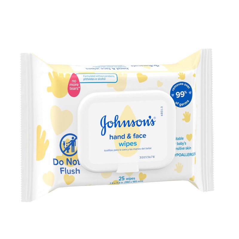 Johnson's Baby Disposable Hand & Face Cleansing Wipes, Pre-Moistened Wipes