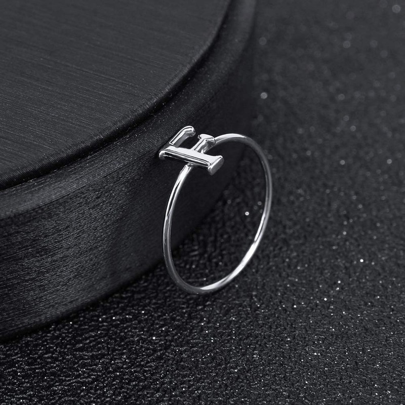 AoedeJ 925 Sterling Silver Stackable Initial Letter Rings Capital Letter