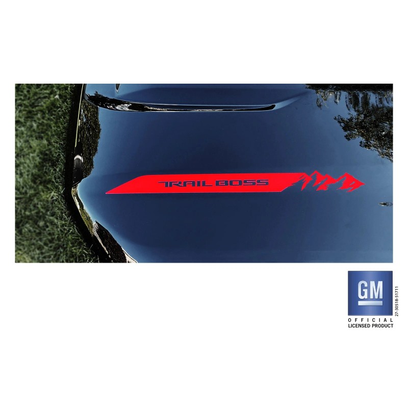 EmblemsPlus Chevy Silverado Red Trail Boss Mountain Hood Decals 2019-2025