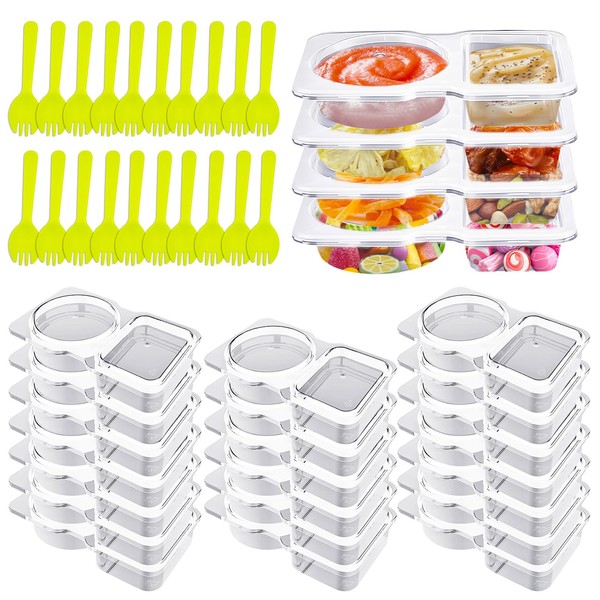 Yudlto 20 Sets Double Compartment Condiment Container with Lids 2025