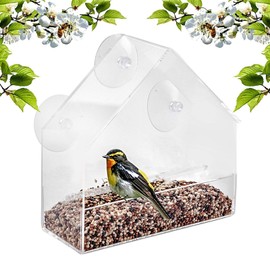 Bird Feeders for Outside Bird Feeder, Clear Bird Feeders for Window Indoor Outdoor Hanging Bird Feeder Bird House Style Window Bird Feeder for Feeding Small Birds