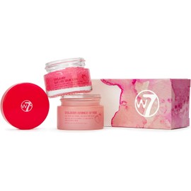 W7- Duo exfoliante labial y mascarilla labial nocturna Sweet Dreams - Set de regalo de 2 piezas - Sabor a fresa - Exfolia,