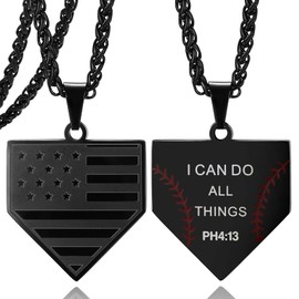 Baseball Necklace Cool Gifts for 14 16 18 Young Man Baptism Christian Home Plate Pendant Necklace Jewelry Birthday Christmas Stocking Stuffers for Him Men Adults Easter Communion Confirmation