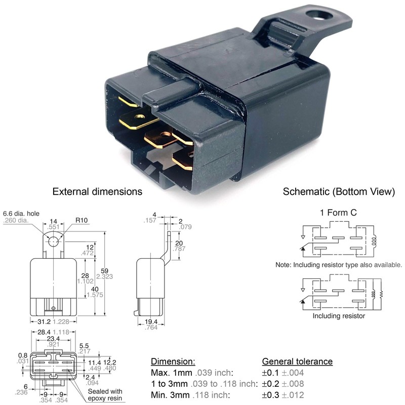 CA1-DC12V-N ACA3213 Relay – 20A 12VDC 5-Pin SPDT Automotive Relay