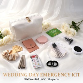 Bridal Emergency Kit for Wedding Day, Emergency Kit for Women 100+ Pieces Wedding Essentials Survival Set for Team Bride, 26 Tool Types Must Haves & Portable Travel Kit with Makeup Bag for Wedding Day
