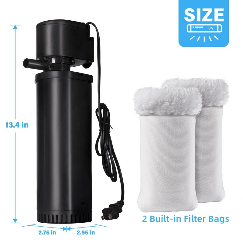 400GPH Fish Tank Filter, UV Aquarium Filter for 55-150 Gallon