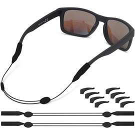 Accesorios para anteojos sin pegamento: 8 retenedores y 2 correas ajustables de silicona antideslizante para patillas, suaves y cómodos para hombres y mujeres. (A)