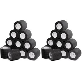 Black Self Adherent Cohesive Bandages 5cm x 4.5m Box of 12 - Uses Include Vet Wrap, Tape for Wrist and Ankle Sprains (Pack of 2)