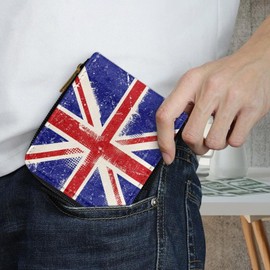 Dngkaoje Retro UK Flag Print Bifold Wallets for Men PU Leather Card Holder Wallet for Men Boys Teens,British Flag Print Zipper Purse Casual Coin Card Holde Money Organzier