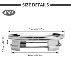 Set of 4 wheel hub caps, hub caps, shiny silver, OD 75 mm, ID 69 mm, universal ABS hub caps, surface polished wheel hub cover, high-quality wheel hub cover, for wheel hubs, car accessories, wheel hubs