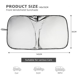 FREESOO Sonnenschutz Auto Frontscheibe, Windschutzscheibe Blockiert UV-Strahlen Sonnenblende Abdeckungen Schutz Faltbarer 145×80cm