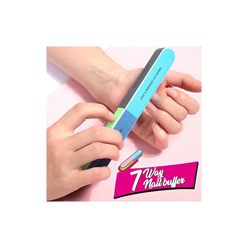 FANDAMEI - Lima de uñas y tampón de uñas, kit