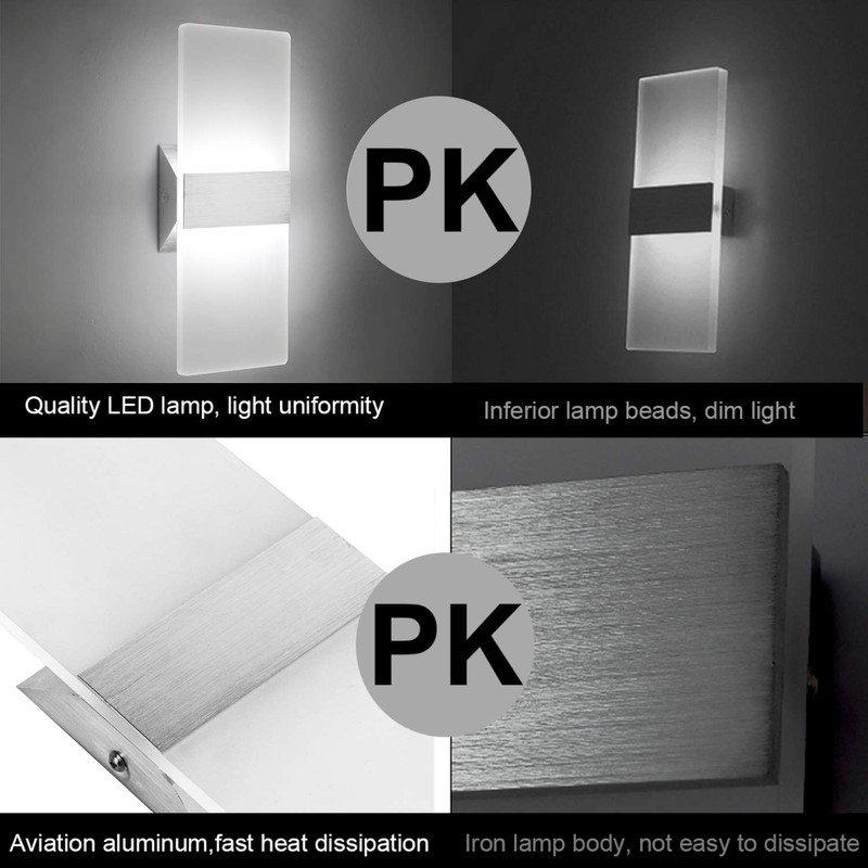ChangM Modern LED Acrylic Wall Sconce 12W Cool White 6000K