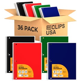3 Subject Notebook College Ruled, 12 Pack College Ruled Spiral Notebook, Notebooks Bulk, 120 Sheets, (3 Subject, 36 Pack)