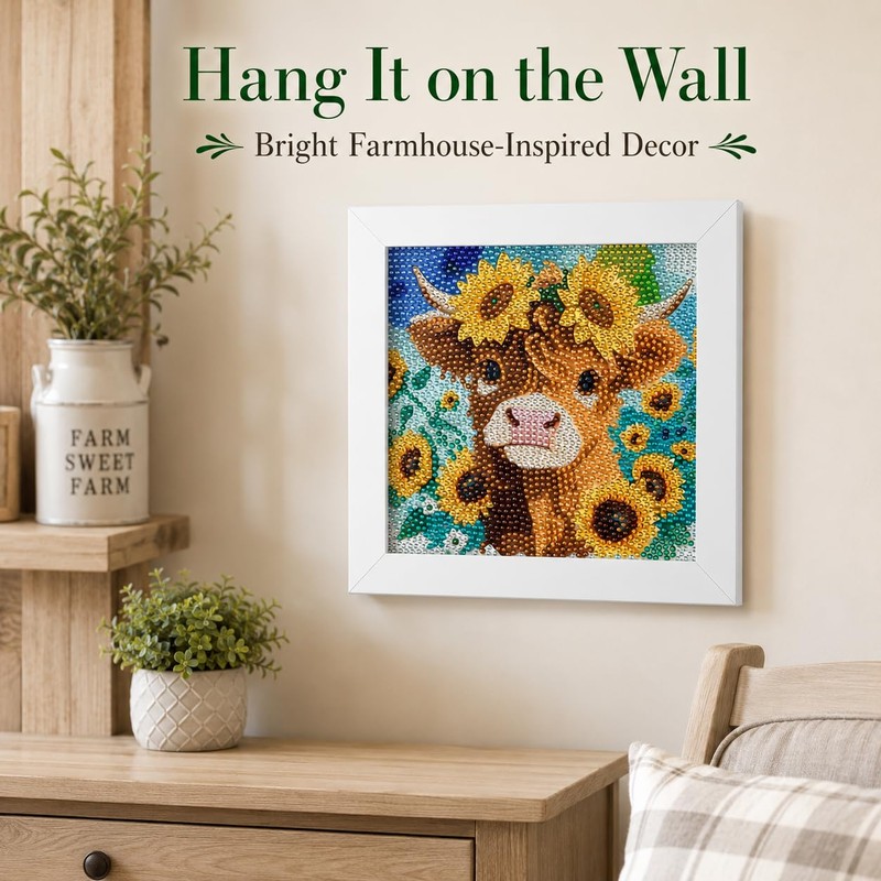 Nikolle Highland Cow Small Diamond Art Kits for Adults Beginner