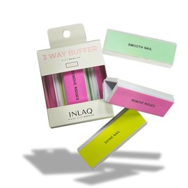 INLAQ® 3-Way Buffer Nail File - Professional Polishing Block for Natural Nails, Nail Grooves Removal, Smoothing & Shine - High Quality Manicure File | Pack of 3