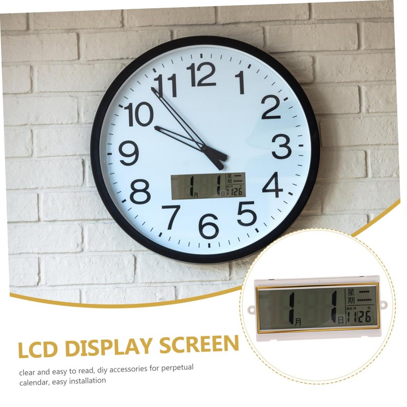 jojofuny Multifunctional Display Wall Clock with Lunar Calendar Temperature Elegant