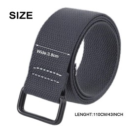 3.8cmx110cm Gray Canvas Belt, Canvas Square Double Ring Buckle Belt for Men Women
