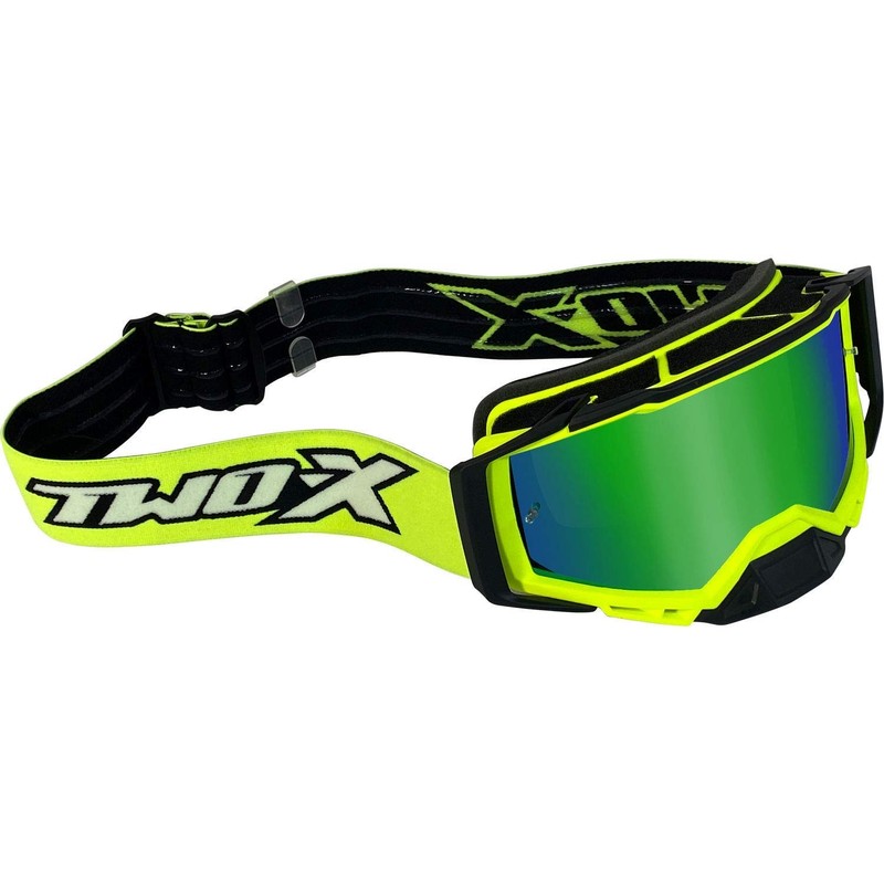 TWO-X Atom Cross Goggles - Motocross Goggles with Mirrored Green