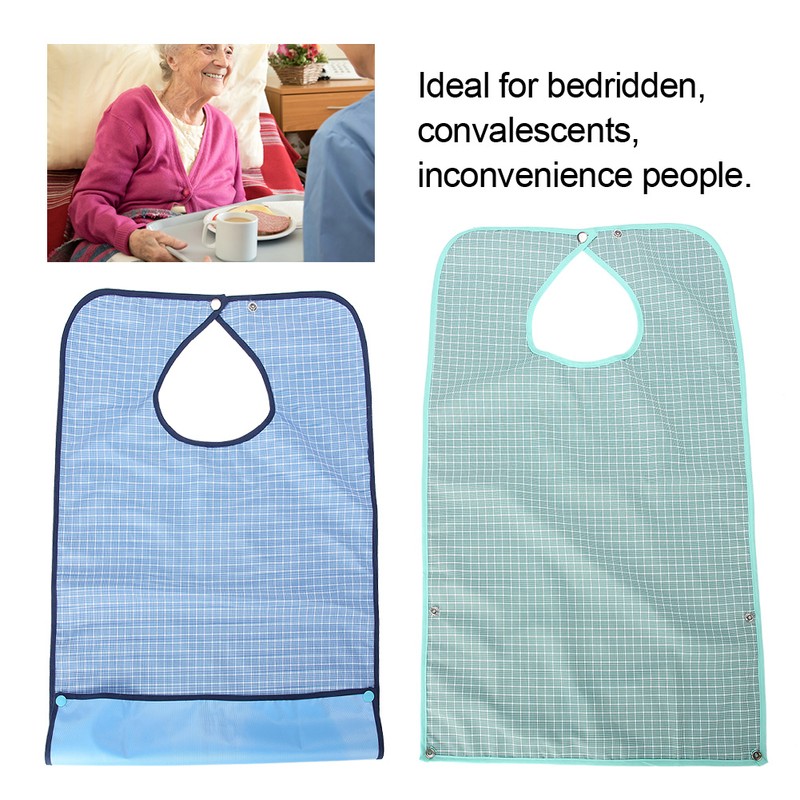 Adult Waterproof Mealtime Bib Double Layer Elder Dinning Clothes Protector