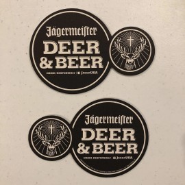 jagermeister 4 Jagermeister Deer and Beer Double Sided Coasters - New - Unused LBB76