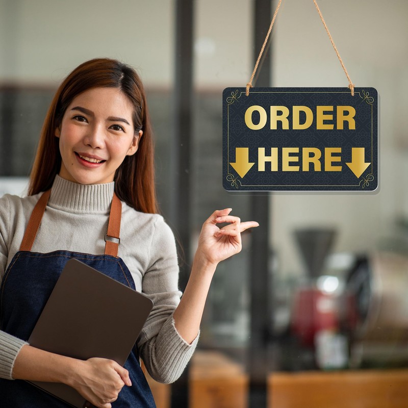 Lesnala 4Pcs Double-Sided Order Pick up Here Signs with A