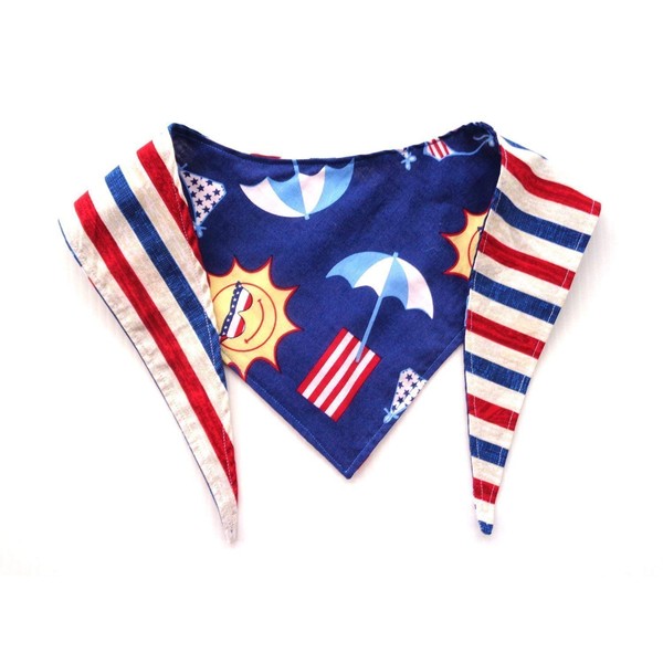 Large Reversible Tie On Nautical Patriotic Bandana Headband Beach Scene