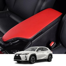 Kakash Custom Interior Accessories for Lexus UX 200 250h 2019 2020 2022 2023 Leather Center Console Cover Armrest Pad,Waterproof Anti-Scratch Protector Your Armrest(Red+Black)