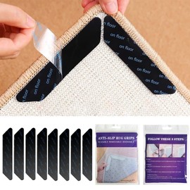 Carpet Gripper Non-Slip Mat, Anti-Curling Rug Gripper, Non-Slip Carpet Handle for Hardwood Floors, Carpets and Mats, Non-Slip Carpet Underlay Sticker Strong Adhesion