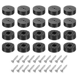 sourcing map 20 Pcs 1.14x0.43 Inch Round Rubber Furniture Feet with Screws, Washer, Non-Slip Furniture Floor Pads for Chair Table Sofa Couch Legs, Black