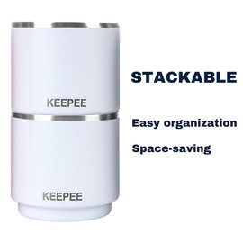 KEEPEE 4 oz Stackable Cup, Vacuum Insulated Espresso Coffee Cup with Ceramic Coating, Stainless Steel, 2 Pack, White