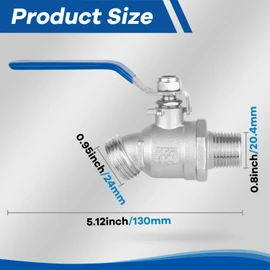 304 Stainless Steel 1/2" Garden Hose Bib with Long Handle, Heavy Duty 1/2" Male NPT * 3/4 GHT Male Threaded Outdoor Spigot, Lead-Free, Large Flow Garden Hose Faucet with 2 Washers & 1 Tape