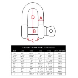 Extreme Max 3006.8261 BoatTector Stainless Steel Chain Shackle - 1/4"