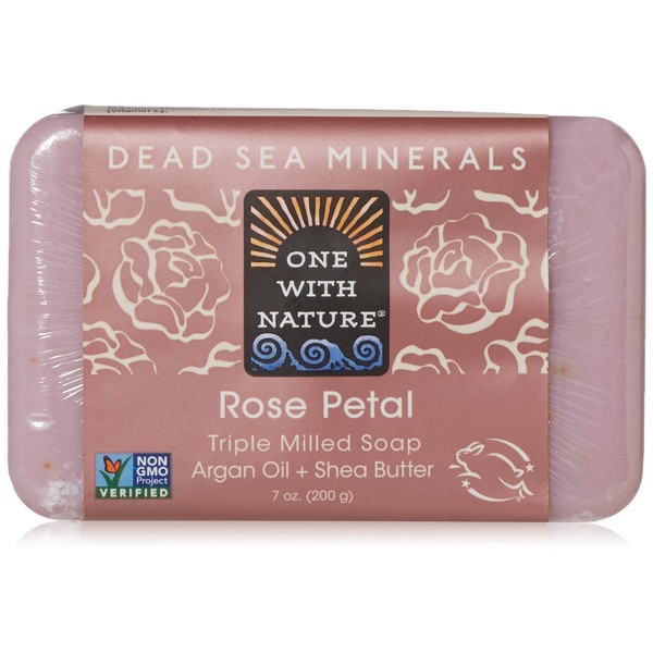 One With Nature Dead Sea Mineral Rose Petal Soap - 7 Oz