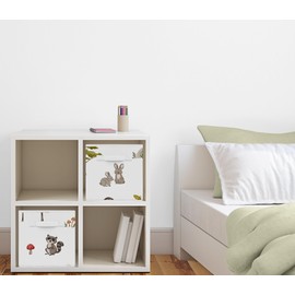 Sweet Jojo Designs Woodland Forest Animals Boy Girl Gender Neutral Unisex Collapsible Fabric Storage Cubes Foldable Bins Organizer Boxes Kids Baby Childrens Toys 2 Set - Animal Friends Bear Watercolor