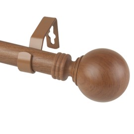 Rod Desyne 1" Evelyne Faux Wood Single Curtain Rod, 48-84 inch, Chestnut