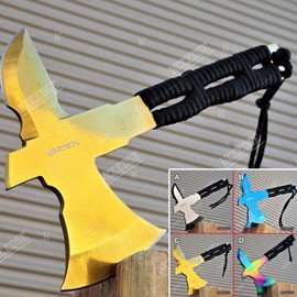 Axe Hatchet Tactical Axe Survival Axe Hunting Knife 8 Inch Overall Full Tang Razor Sharp Edge Camping Accessories Camping Gear Survival Kit Survival Gear Tactical Gear 77855 (Gold)