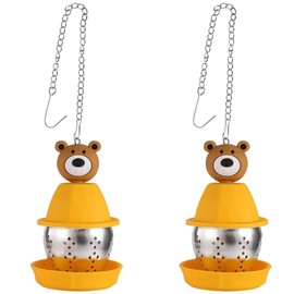 2pcs Silicone Tea Strainers for Loose Tea, Stainless Steel Tea Filter, Loose Leaf Tea Ball Infuser for Black Tea, Rooibos(Bear-Shaped)