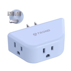 TROND Outlet Extender, 3 Way Angled Wall Plug Splitter, 3-Prong Grounded Outlet Adapter, Cruise Essentials, Compact and Practical Plug Expander for Home Decoration Travel Essentials, Blue