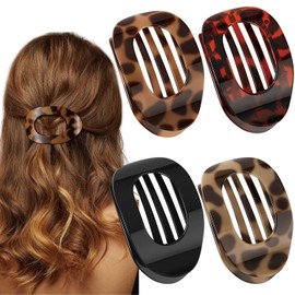 4 PCS Hair Claw Clips for Women Girls, Large Flat Matte Hairs Clamps Vintage Snap Hair Accessories for Thick Thin Hair